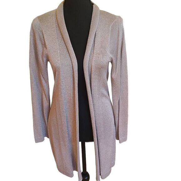 Chico's Womens Open Metallic Silver Metallic Gray Sweater Cardigan XS - Picture 3 of 11